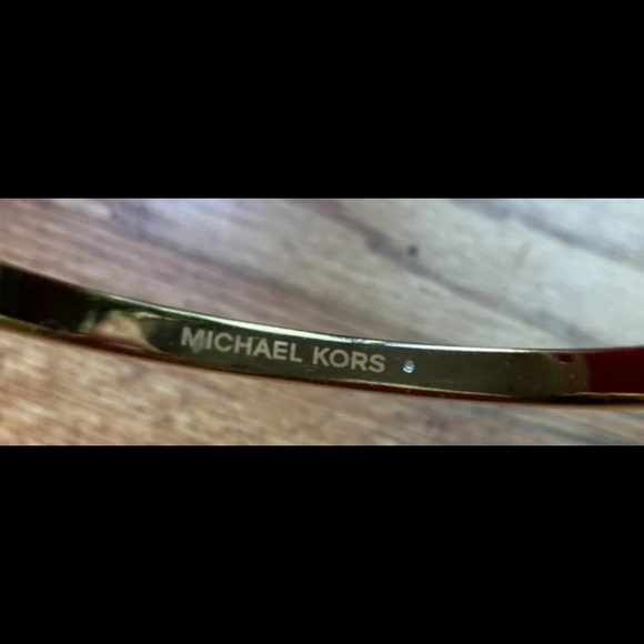 Michael Kors crystal and pave gold toned hinged padlock bracelet - Picture 3 of 10